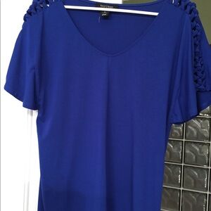 Scoop neck top with flutter sleeves
